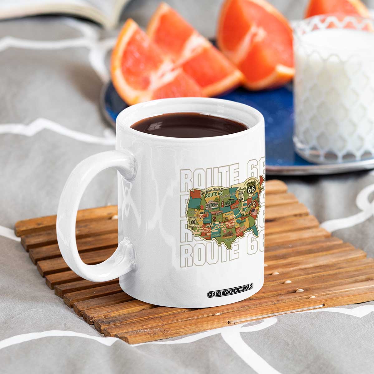 Highway 66 Travel Map 100th Anniversary 1926-2026 Coffee Mug Vintage Americana Centennial Road Trip Souvenir