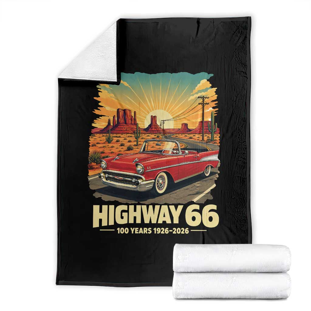 Vintage Route Highway 66 100th Anniversary Souvenir Throw Blanket TS14 Black Print Your Wear