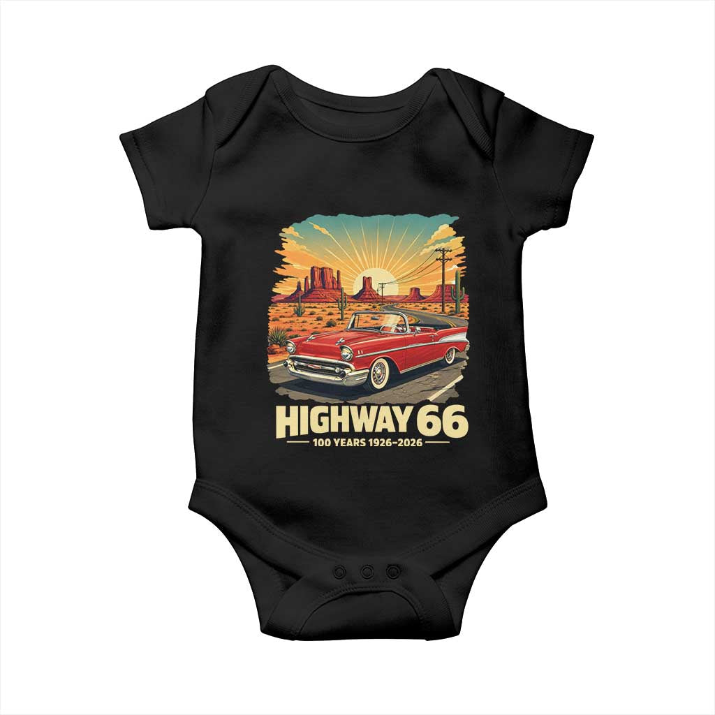 Vintage Route Highway 66 100th Anniversary Souvenir Baby Onesie TS14 Black Print Your Wear