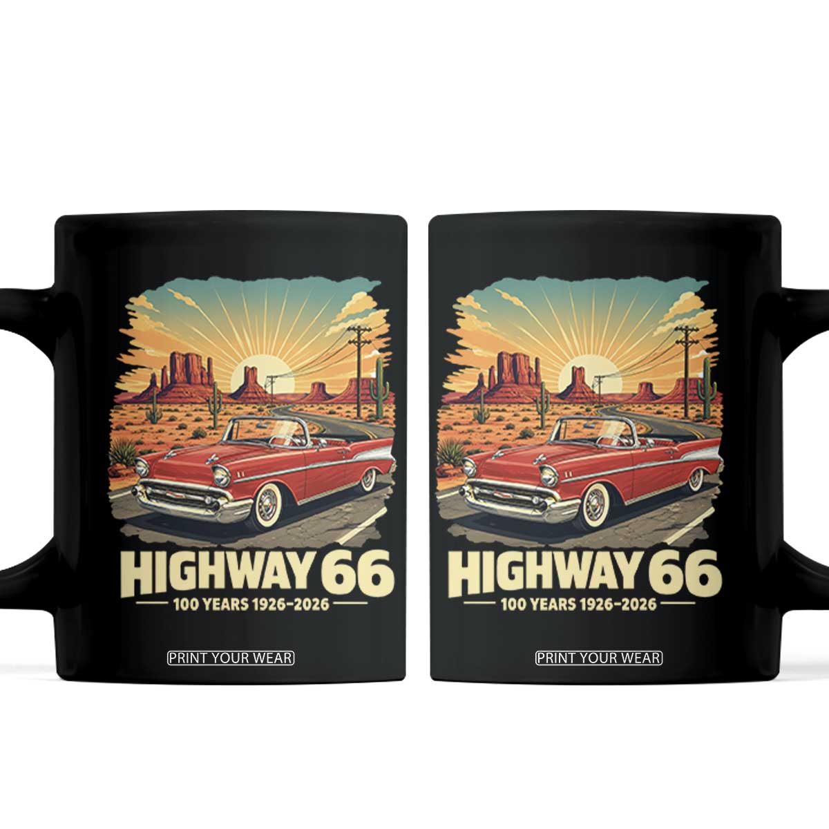 Vintage Highway 66 100th Anniversary Souvenir Coffee Mug TS14 Black Print Your Wear