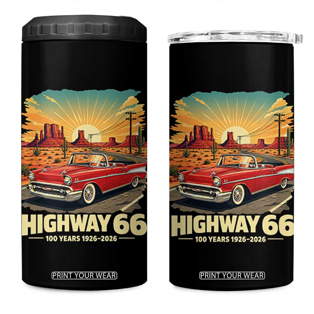 Vintage Highway 66 100th Anniversary Souvenir 4 in 1 Can Cooler Tumbler TS14 One Size: 16 oz Black Print Your Wear