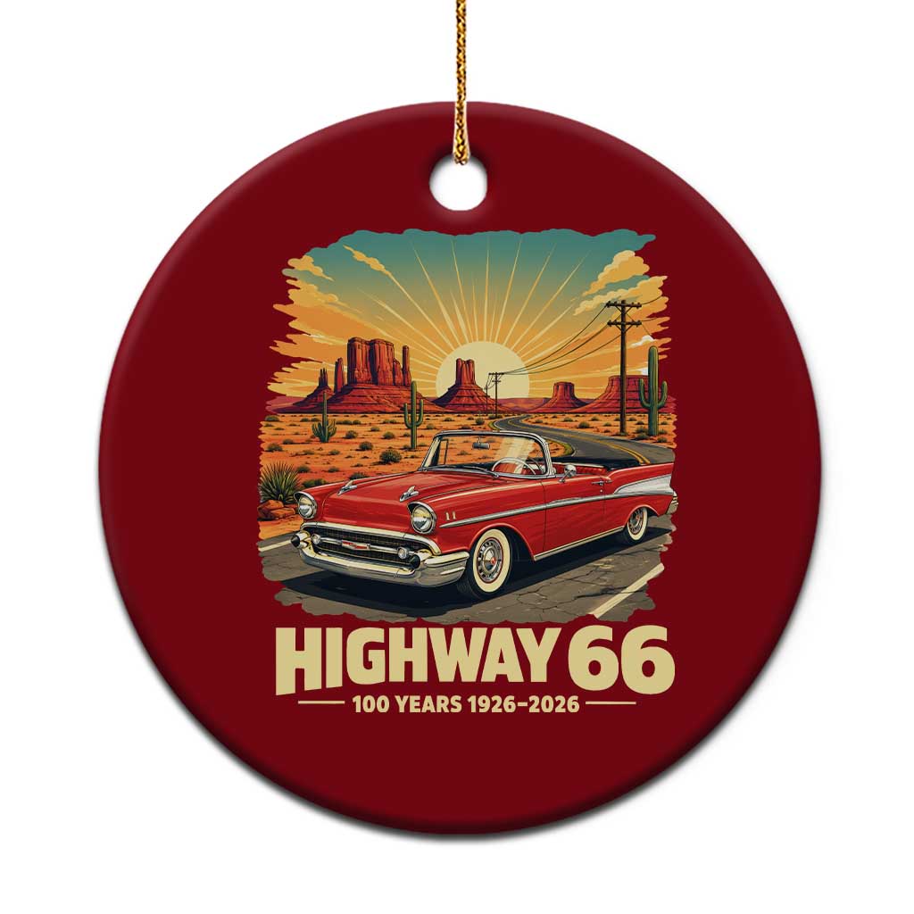 Vintage Route Highway 66 100th Anniversary Souvenir Ceramic Ornament TS14 1pc Red Print Your Wear
