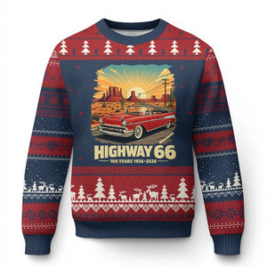 Vintage Highway 66 100th Anniversary Souvenir Ugly Christmas Sweater TS14 Navy Red Print Your Wear