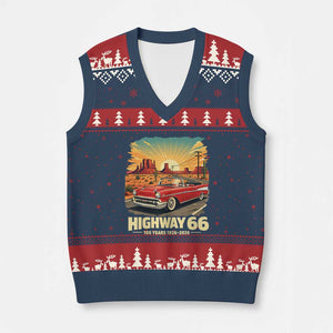 Vintage Highway 66 100th Anniversary Souvenir V-Neck Knit Sweater Vest TS14 Navy Red Print Your Wear