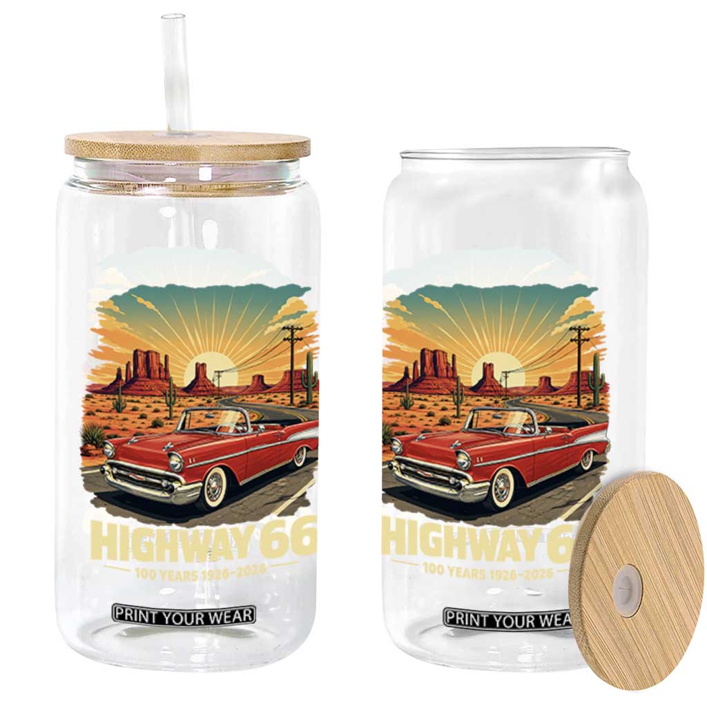 Vintage Highway 66 100th Anniversary Souvenir Glass Can TS14 Print Your Wear