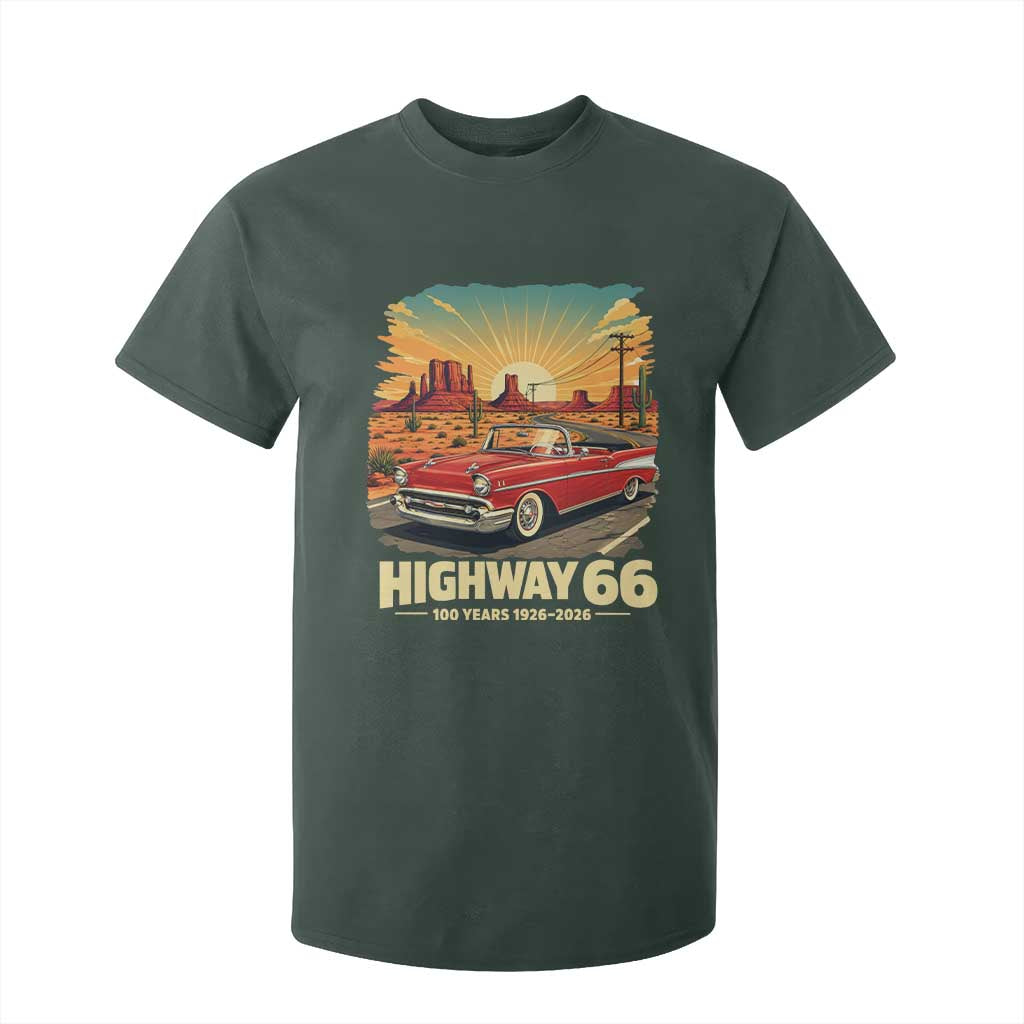 Vintage Highway 66 100th Anniversary Souvenir T Shirt For Kid TS14 Dark Forest Green Print Your Wear