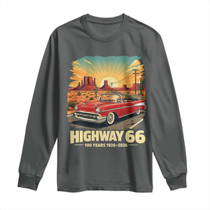 Vintage Highway 66 100th Anniversary Souvenir Long Sleeve Shirt TS14 Dark Heather Print Your Wear
