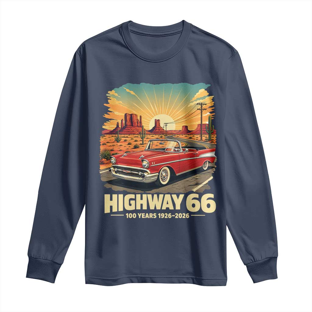 Vintage Highway 66 100th Anniversary Souvenir Long Sleeve Shirt TS14 Navy Print Your Wear