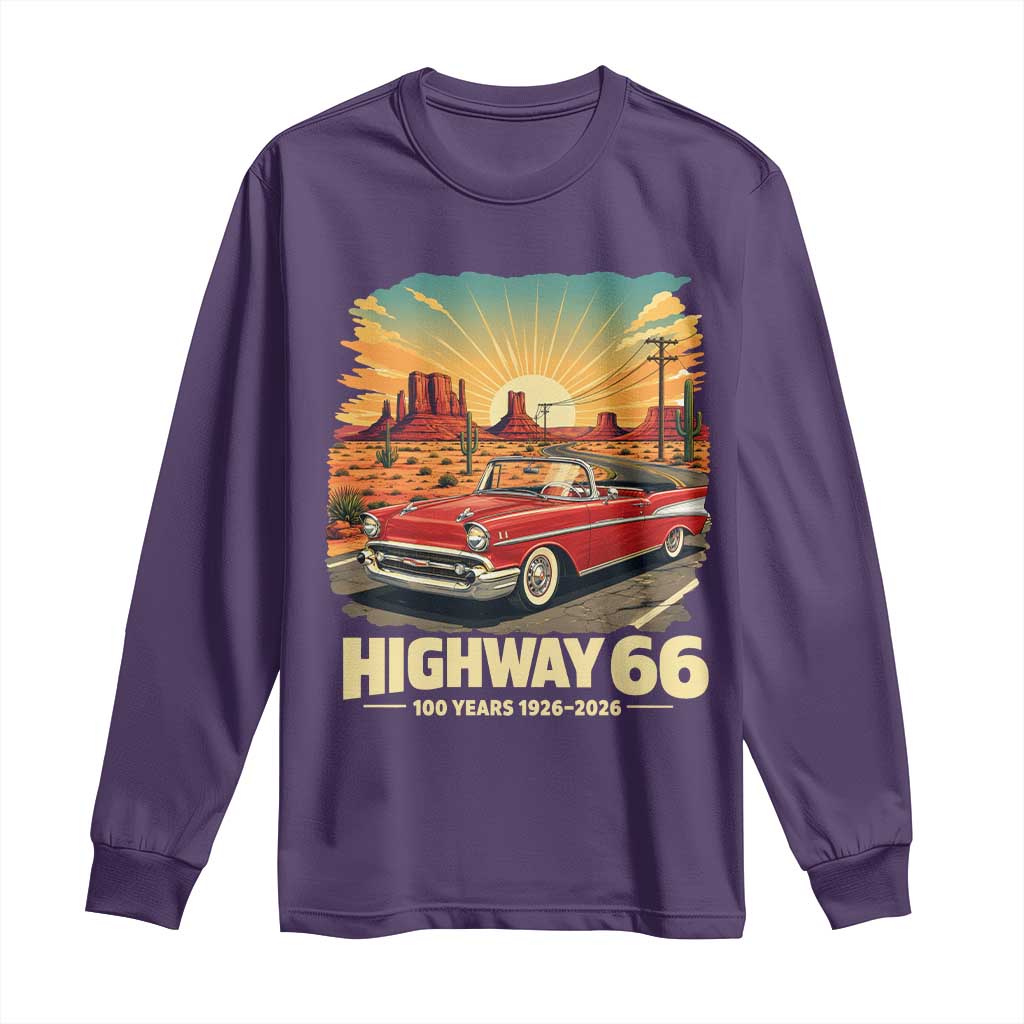 Vintage Highway 66 100th Anniversary Souvenir Long Sleeve Shirt TS14 Purple Print Your Wear
