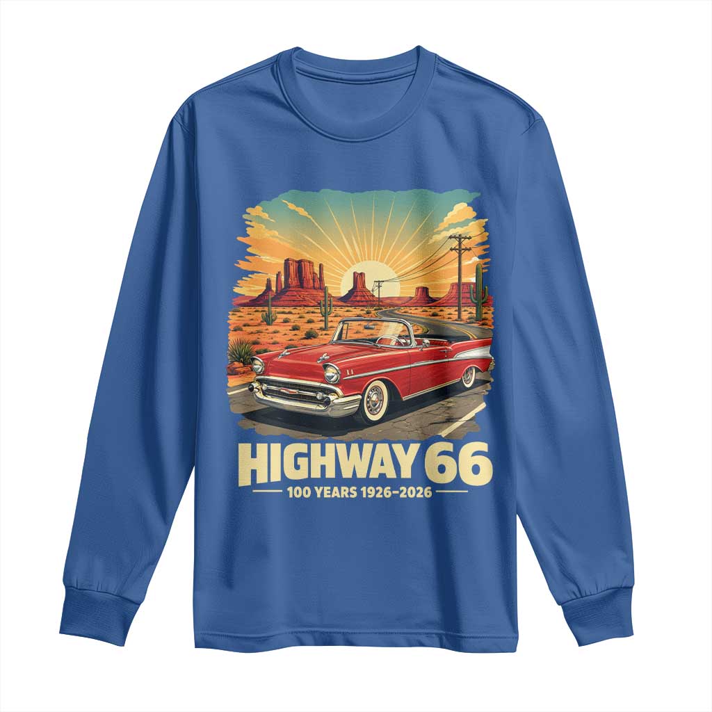 Vintage Highway 66 100th Anniversary Souvenir Long Sleeve Shirt TS14 Royal Blue Print Your Wear
