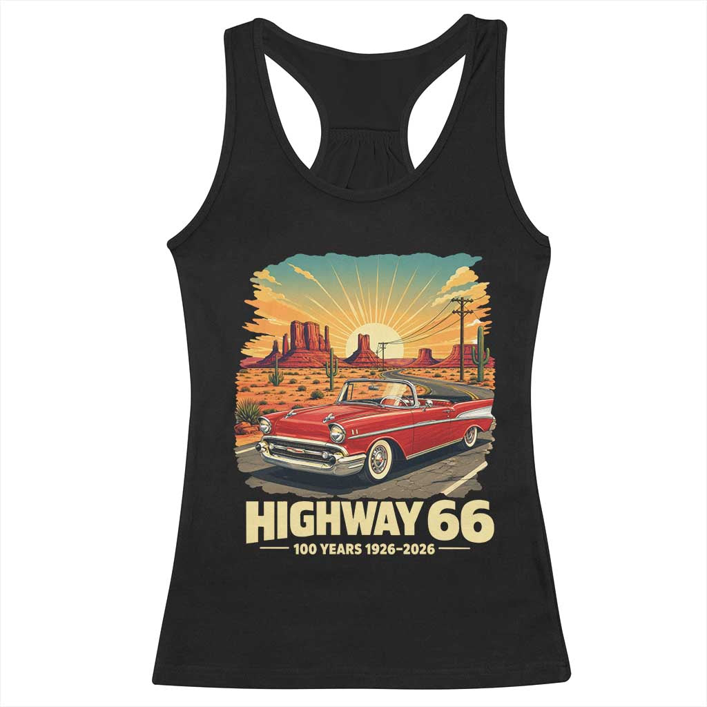 Vintage Route Highway 66 100th Anniversary Souvenir Racerback Tank Top TS14 Black Print Your Wear