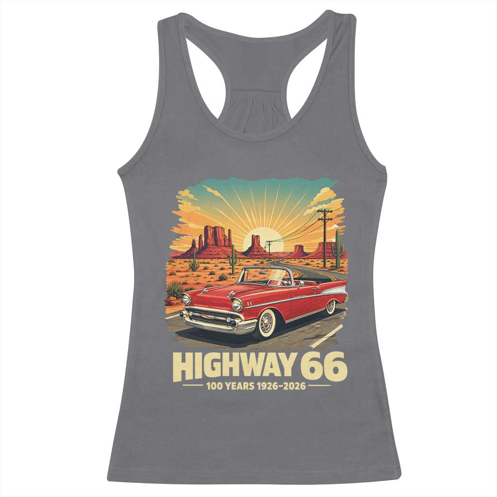 Vintage Highway 66 100th Anniversary Souvenir Racerback Tank Top TS14 Charcoal Print Your Wear