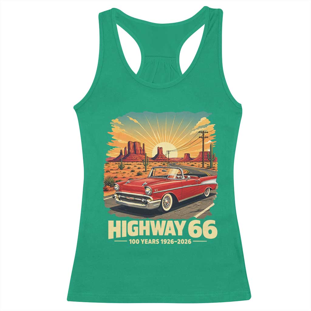 Vintage Highway 66 100th Anniversary Souvenir Racerback Tank Top TS14 Irish Green Print Your Wear