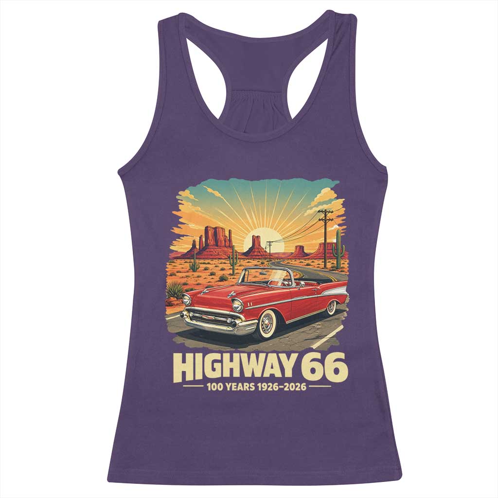 Vintage Highway 66 100th Anniversary Souvenir Racerback Tank Top TS14 Purple Print Your Wear