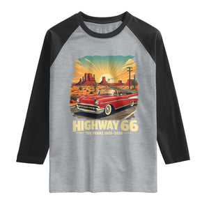 Vintage Highway 66 100th Anniversary Souvenir Raglan Shirt TS14 Heather Gray Black Print Your Wear