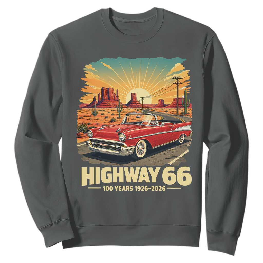 Vintage Highway 66 100th Anniversary Souvenir Sweatshirt TS14 Dark Heather Print Your Wear