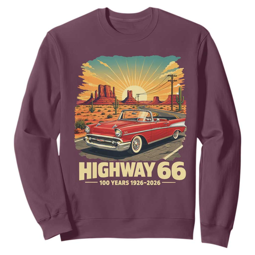 Vintage Highway 66 100th Anniversary Souvenir Sweatshirt TS14 Maroon Print Your Wear