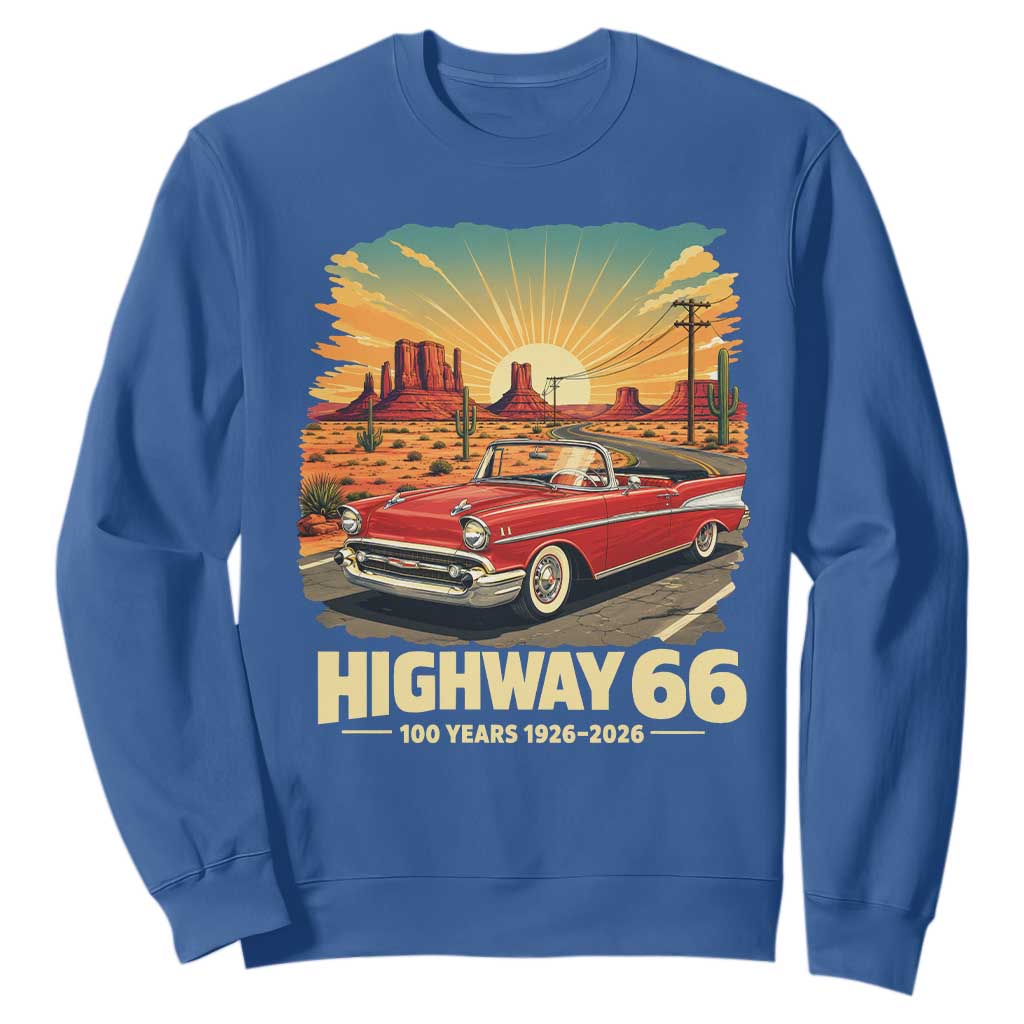 Vintage Highway 66 100th Anniversary Souvenir Sweatshirt TS14 Royal Blue Print Your Wear
