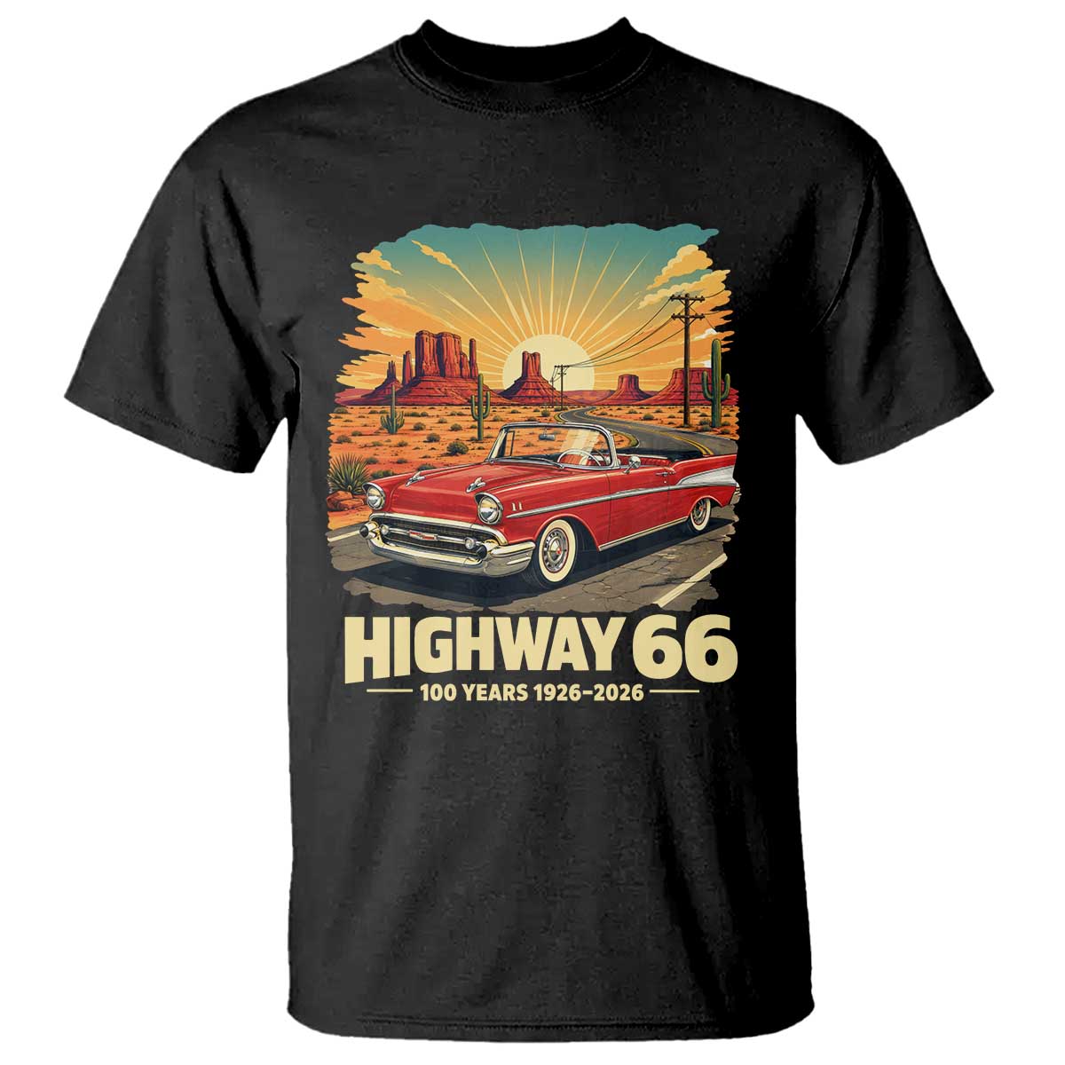 Vintage Highway 66 100th Anniversary Souvenir T Shirt TS14 Black Print Your Wear