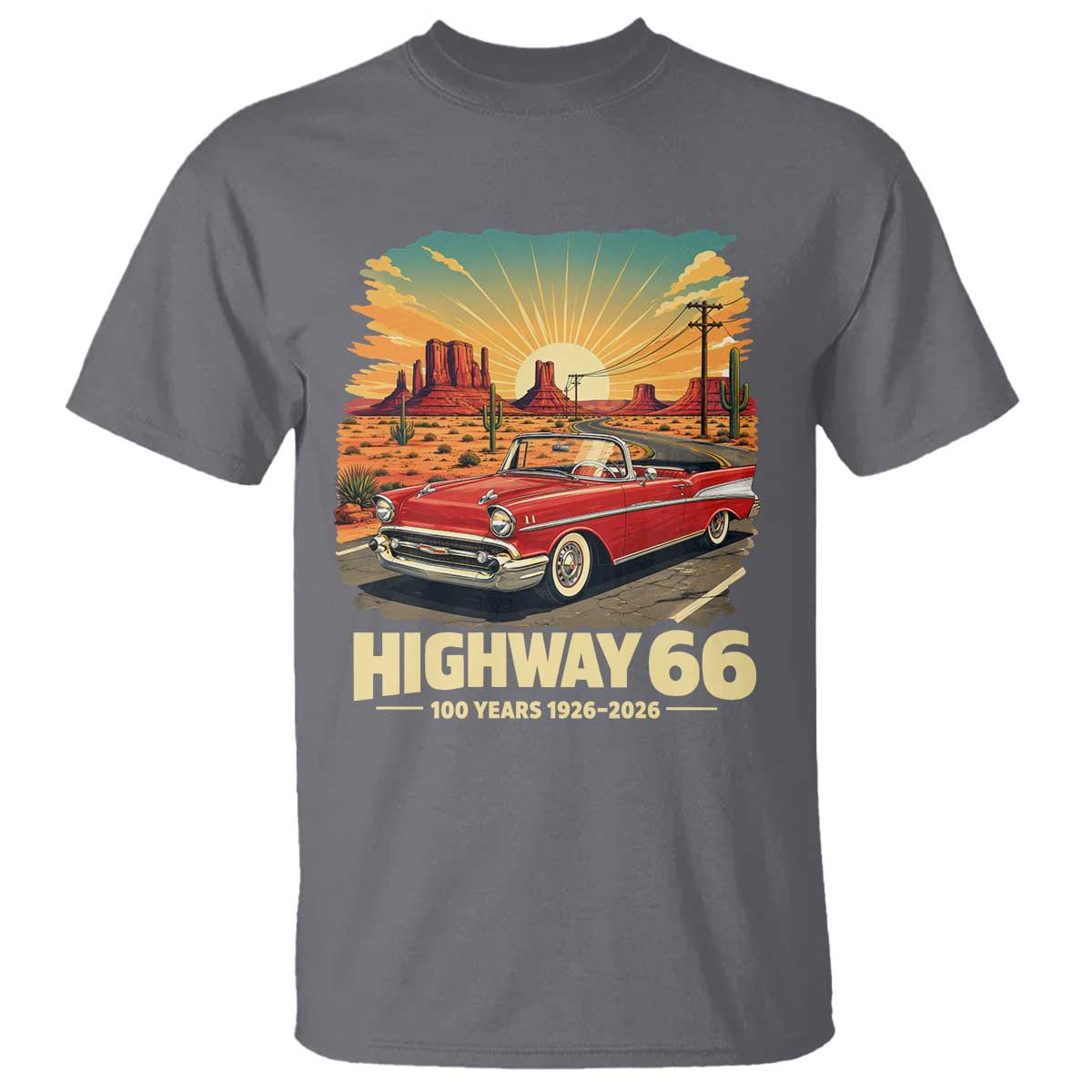 Vintage Highway 66 100th Anniversary Souvenir T Shirt TS14 Charcoal Print Your Wear