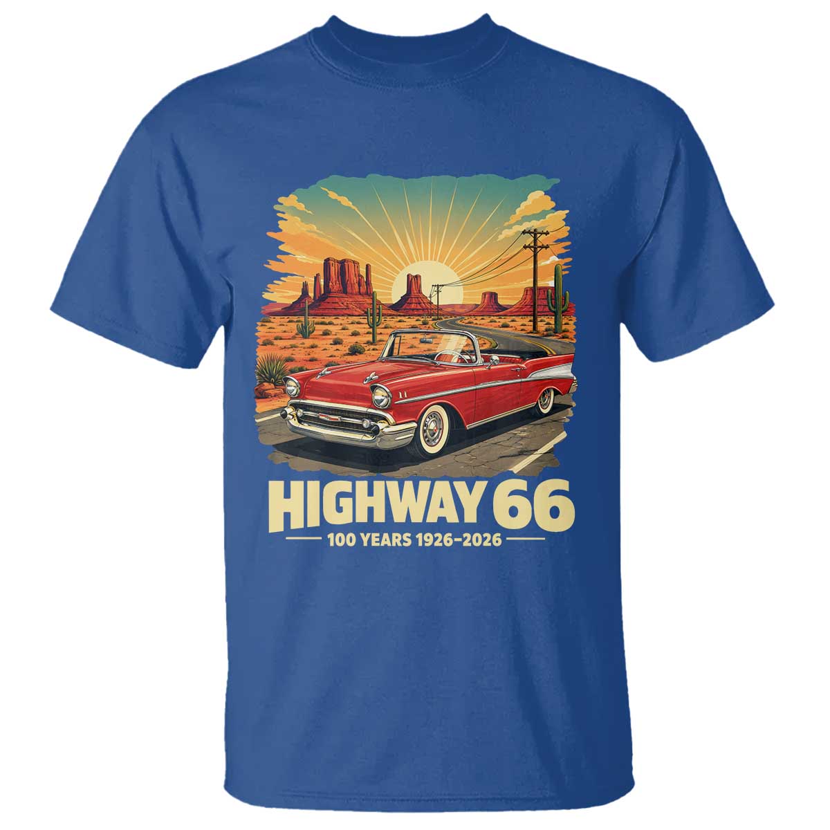 Vintage Highway 66 100th Anniversary Souvenir T Shirt TS14 Royal Blue Print Your Wear