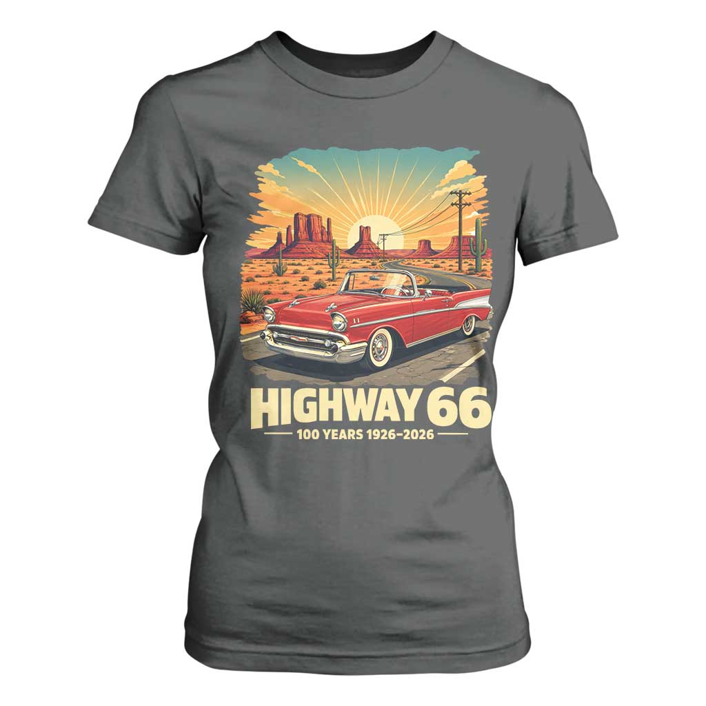 Vintage Highway 66 100th Anniversary Souvenir T Shirt For Women TS14 Dark Heather Print Your Wear