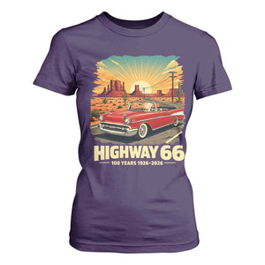 Vintage Highway 66 100th Anniversary Souvenir T Shirt For Women TS14 Purple Print Your Wear