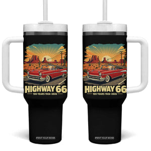 Vintage Highway 66 100th Anniversary Souvenir Tumbler With Handle TS14 One Size: 40 oz Black Print Your Wear