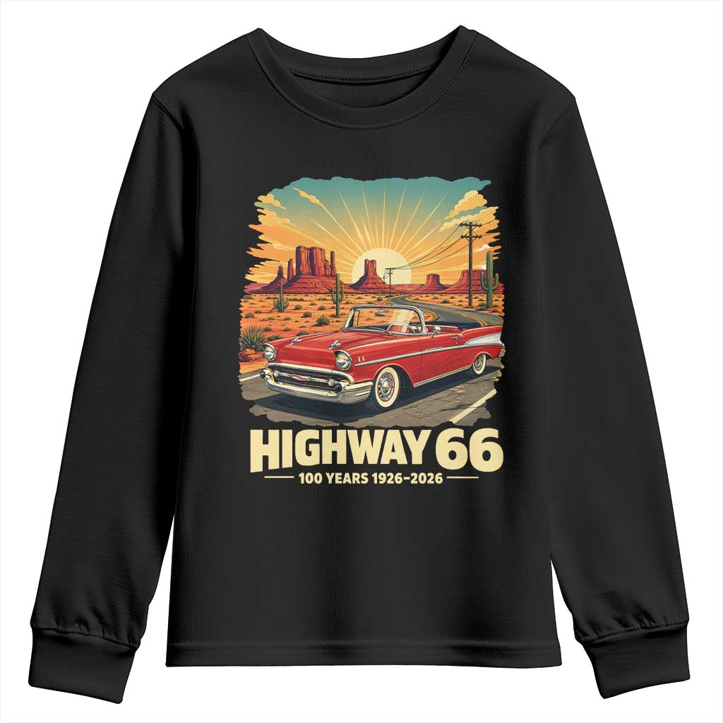 Vintage Route Highway 66 100th Anniversary Souvenir Youth Sweatshirt TS14 Black Print Your Wear