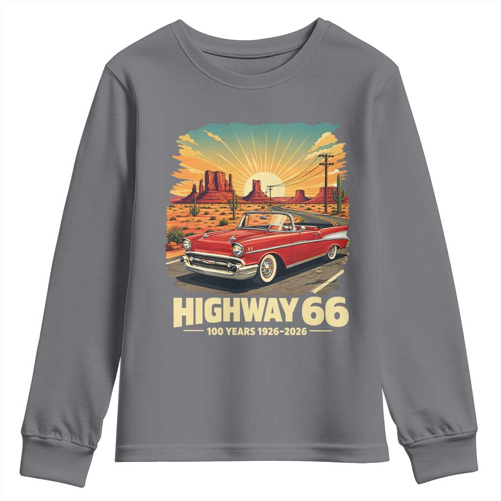 Vintage Highway 66 100th Anniversary Souvenir Youth Sweatshirt TS14 Charcoal Print Your Wear