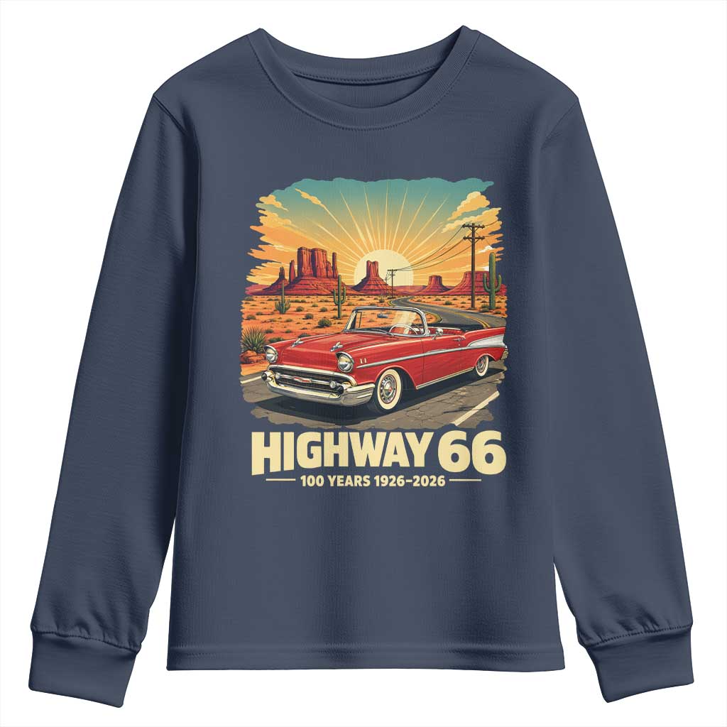 Vintage Highway 66 100th Anniversary Souvenir Youth Sweatshirt TS14 Navy Print Your Wear