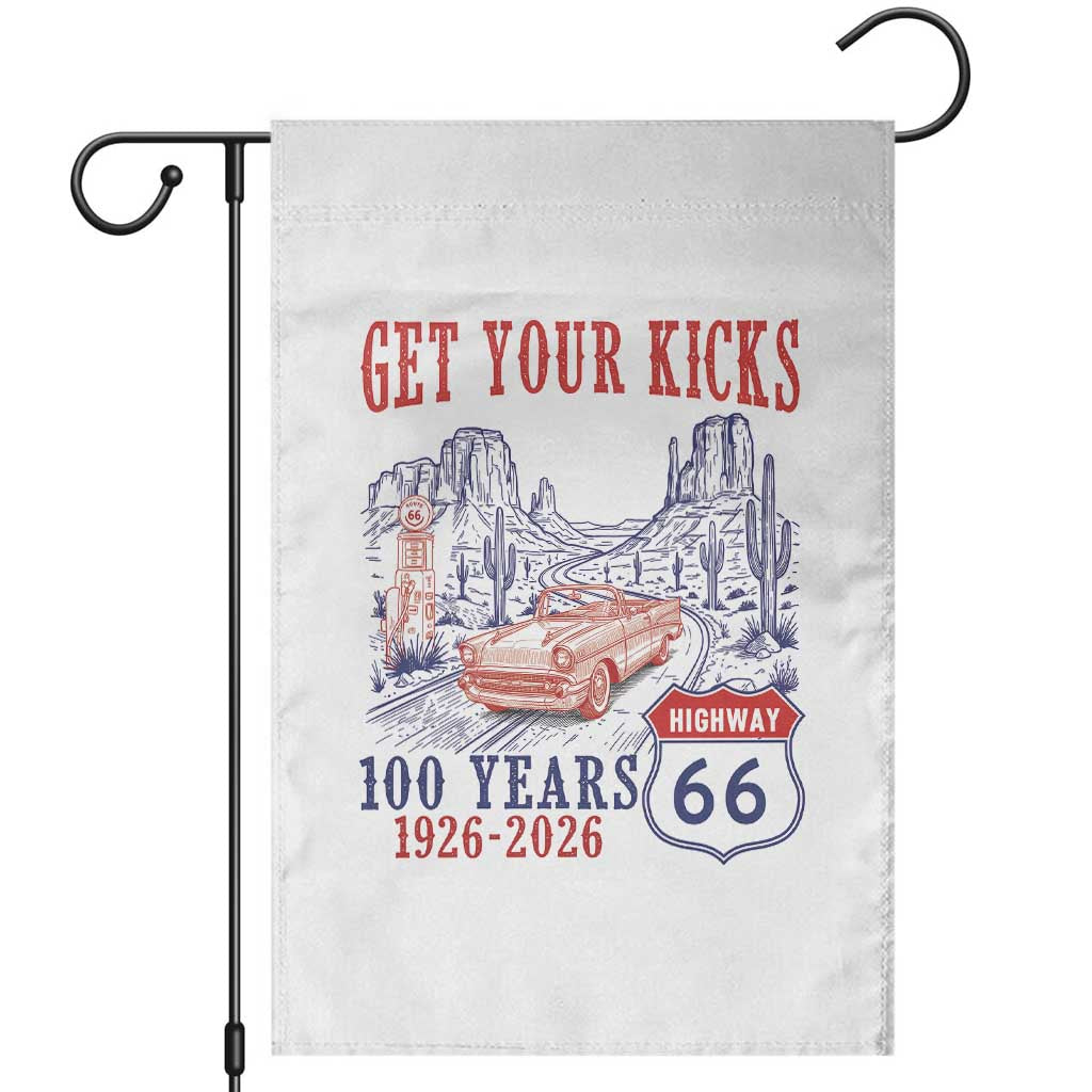 Route Highway 66 Get Your Kicks Centennial Road Trip 1926-2026 Garden Flag TS14 White Print Your Wear