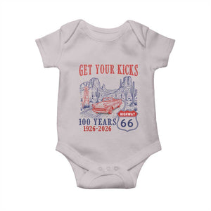 Highway 66 Get Your Kicks Centennial Road Trip 1926-2026 Baby Onesie TS14 Ice Gray Print Your Wear