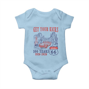 Highway 66 Get Your Kicks Centennial Road Trip 1926-2026 Baby Onesie TS14 Light Blue Print Your Wear