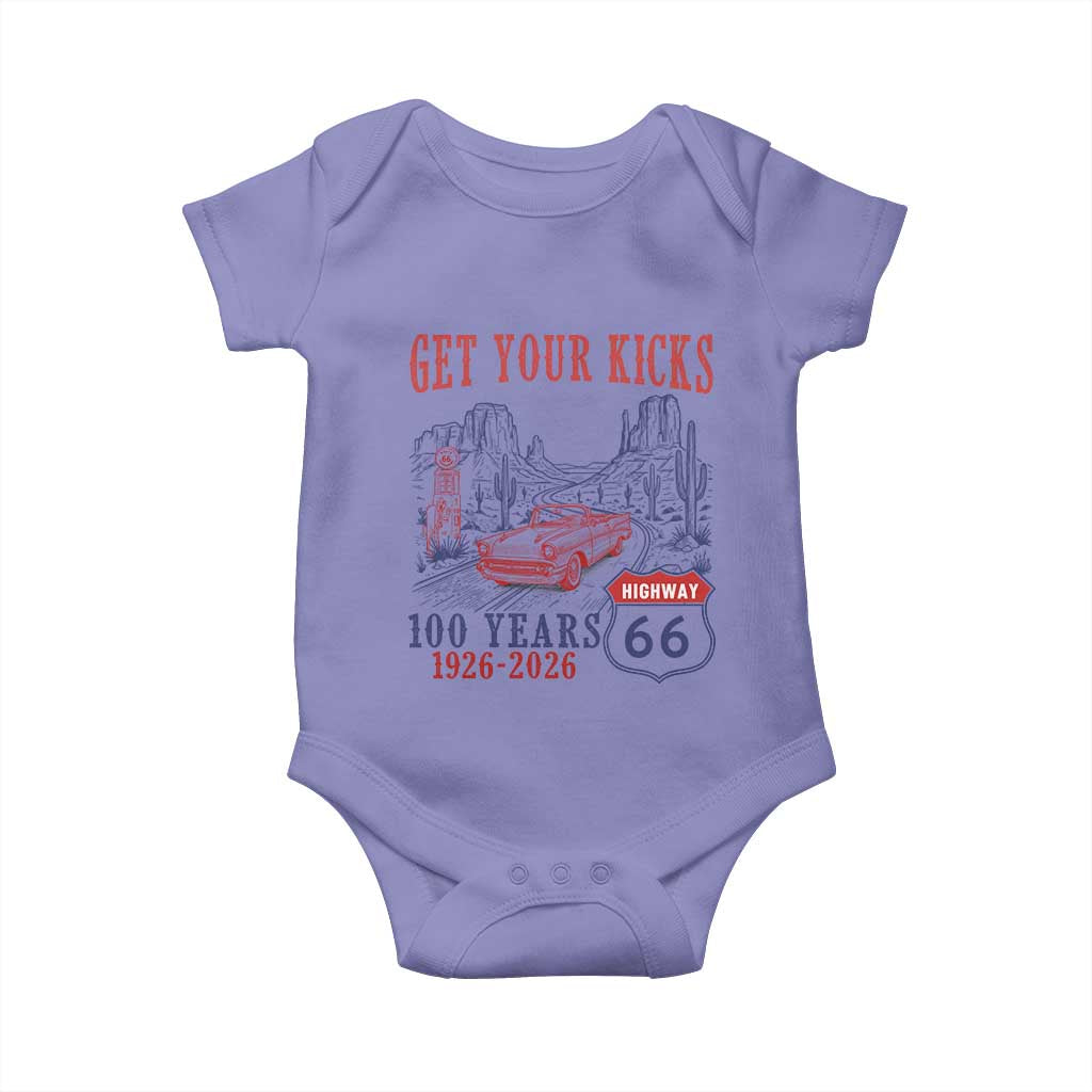 Highway 66 Get Your Kicks Centennial Road Trip 1926-2026 Baby Onesie TS14 Violet Print Your Wear