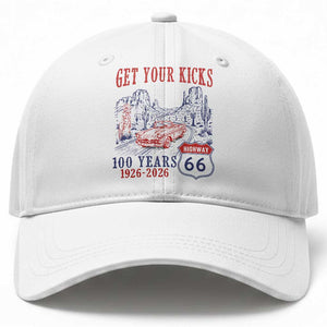 Highway 66 Get Your Kicks Centennial Road Trip 1926-2026 Baseball Cap TS14 Print Your Wear