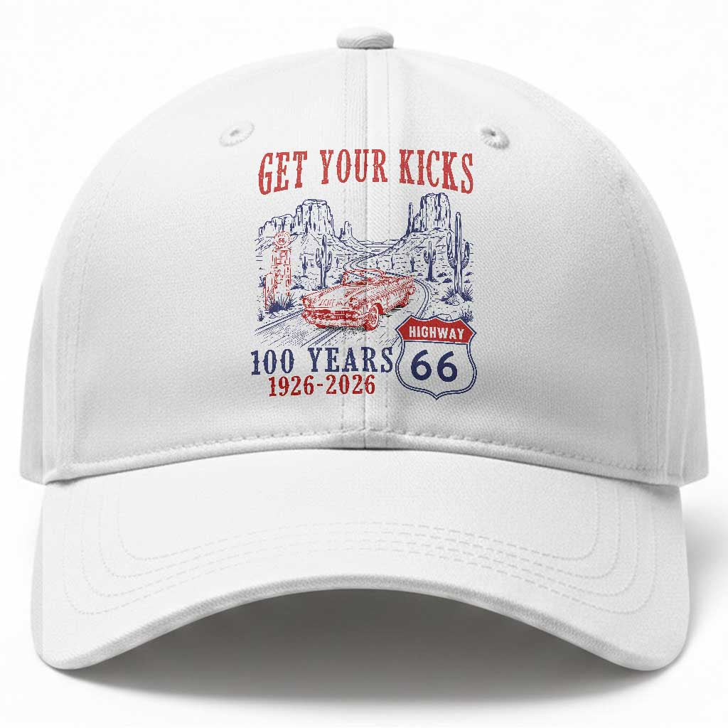 Route Highway 66 Get Your Kicks Centennial Road Trip 1926-2026 Baseball Cap TS14 Print Your Wear