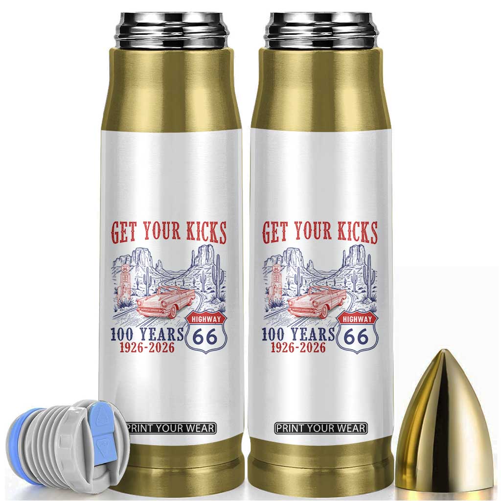 Highway 66 Get Your Kicks Centennial Road Trip 1926-2026 Bullet Tumbler TS14 White Print Your Wear