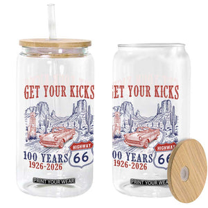 Highway 66 Get Your Kicks Centennial Road Trip 1926-2026 Glass Can TS14 Print Your Wear