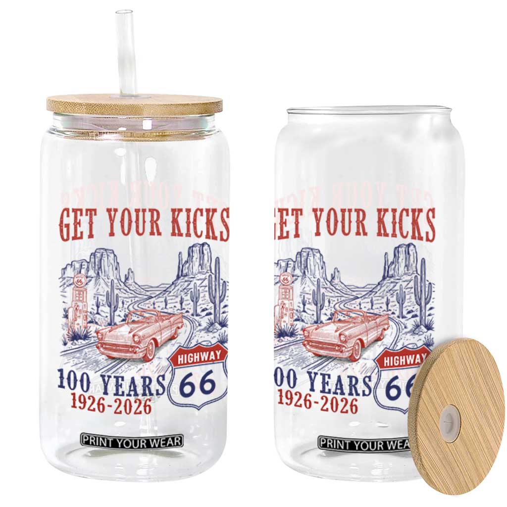 Highway 66 Get Your Kicks Centennial Road Trip 1926-2026 Glass Can TS14 Print Your Wear