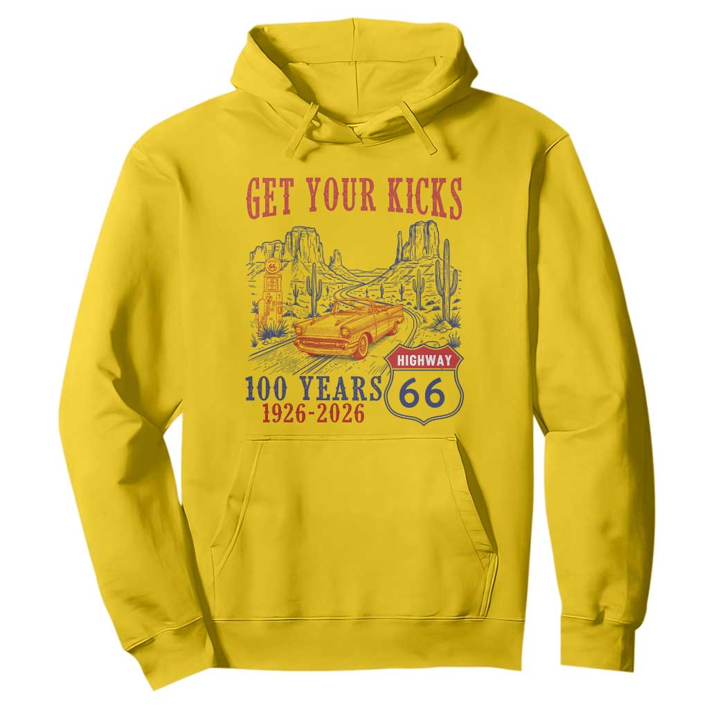 Highway 66 Get Your Kicks Centennial Road Trip 1926-2026 Hoodie TS14 Daisy Print Your Wear