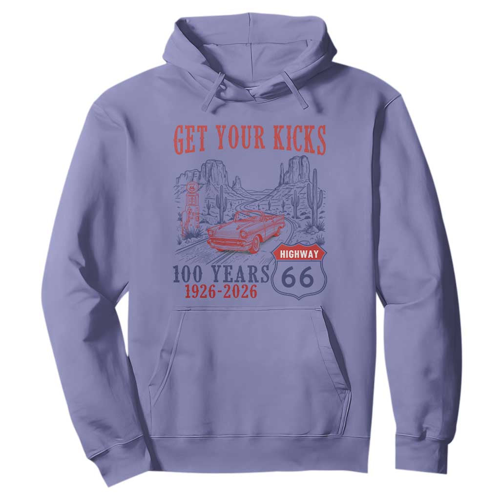 Highway 66 Get Your Kicks Centennial Road Trip 1926-2026 Hoodie TS14 Violet Print Your Wear