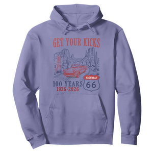 Highway 66 Get Your Kicks Centennial Road Trip 1926-2026 Hoodie TS14 Violet Print Your Wear
