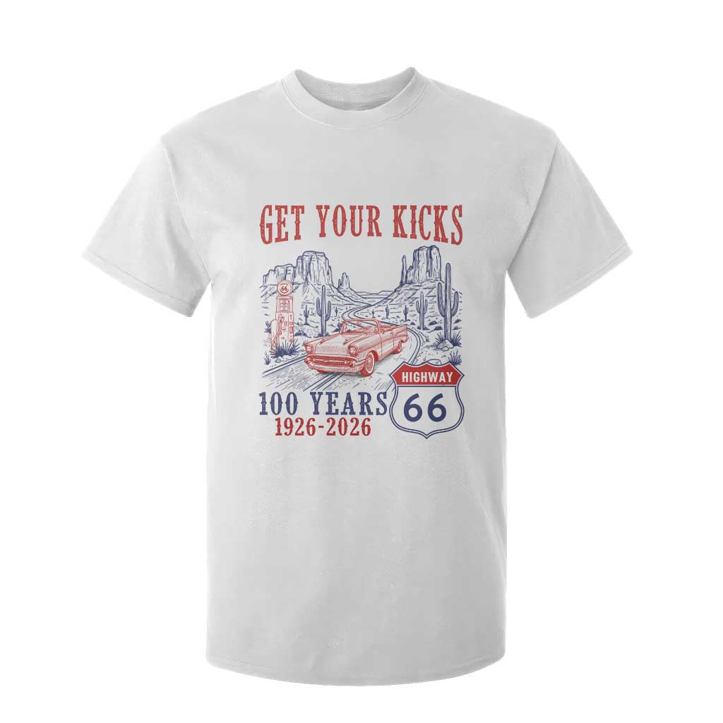 Highway 66 Get Your Kicks Centennial Road Trip 1926-2026 T Shirt For Kid TS14 White Print Your Wear