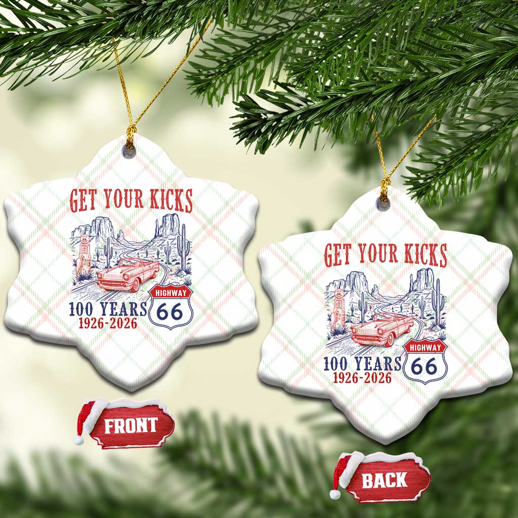 Highway 66 Get Your Kicks Centennial Road Trip 1926-2026 Ceramic Ornament TS14 Print Your Wear
