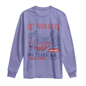 Highway 66 Get Your Kicks Centennial Road Trip 1926-2026 Long Sleeve Shirt TS14 Violet Print Your Wear