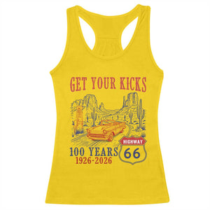 Highway 66 Get Your Kicks Centennial Road Trip 1926-2026 Racerback Tank Top TS14 Daisy Print Your Wear