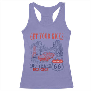 Highway 66 Get Your Kicks Centennial Road Trip 1926-2026 Racerback Tank Top TS14 Violet Print Your Wear