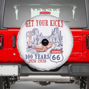 Highway 66 Get Your Kicks Centennial Road Trip 1926-2026 Spare Tire Cover TS14 White Print Your Wear