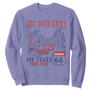 Highway 66 Get Your Kicks Centennial Road Trip 1926-2026 Sweatshirt TS14 Violet Print Your Wear